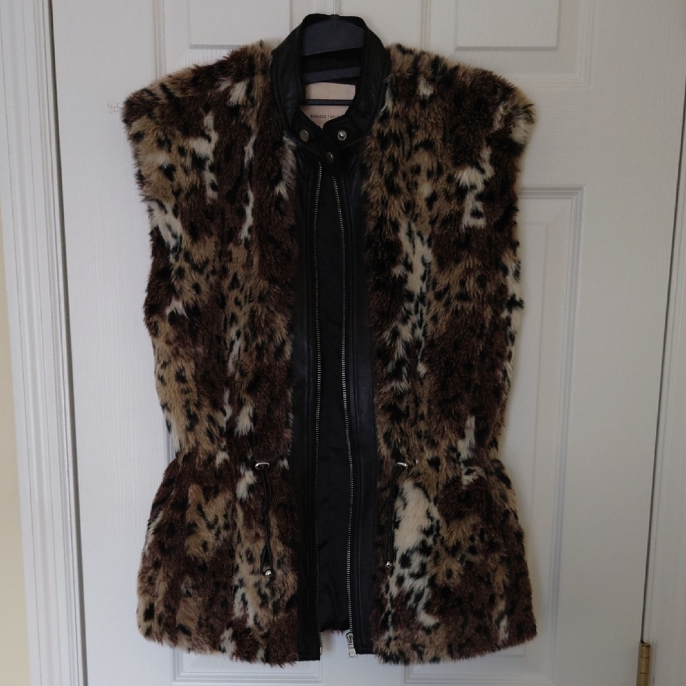Rebecca Taylor Faux Fur Leather Vest